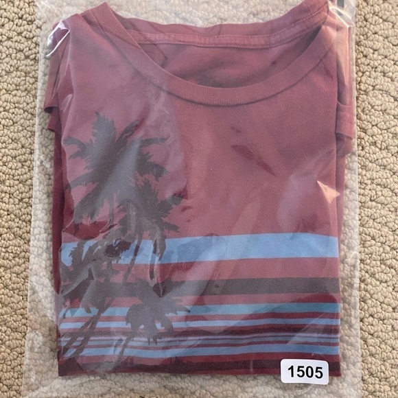 QUIKSILVER Maroon Palm Trees Surf Tee Shirt Men S Small - Picture 7 of 7